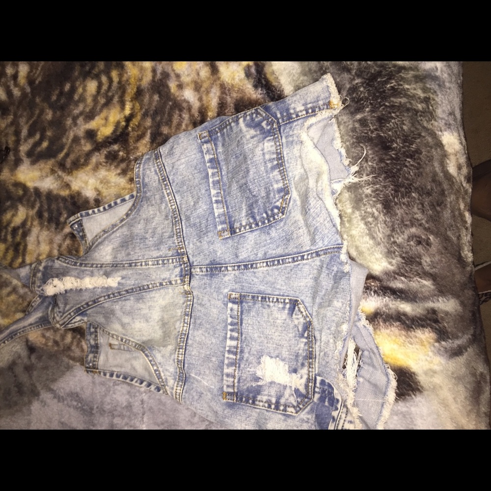Denim jean short set .